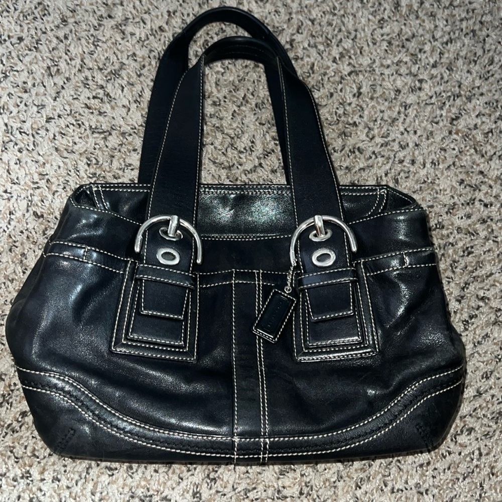 Black leather Coach Bag